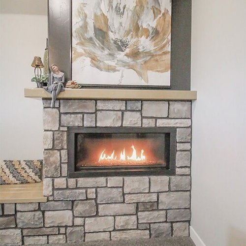 Custom fireplace at 'Elements at Sunset' from Pioneer Floor Coverings & Design