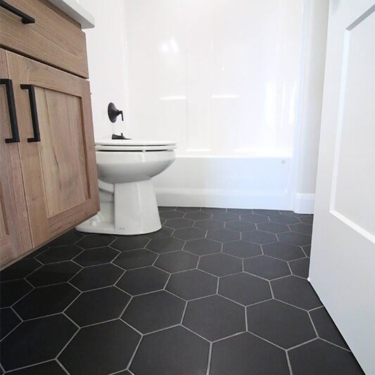 Hexagonal floor tile at 'South Mountain Look' from Pioneer Floor Coverings & Design